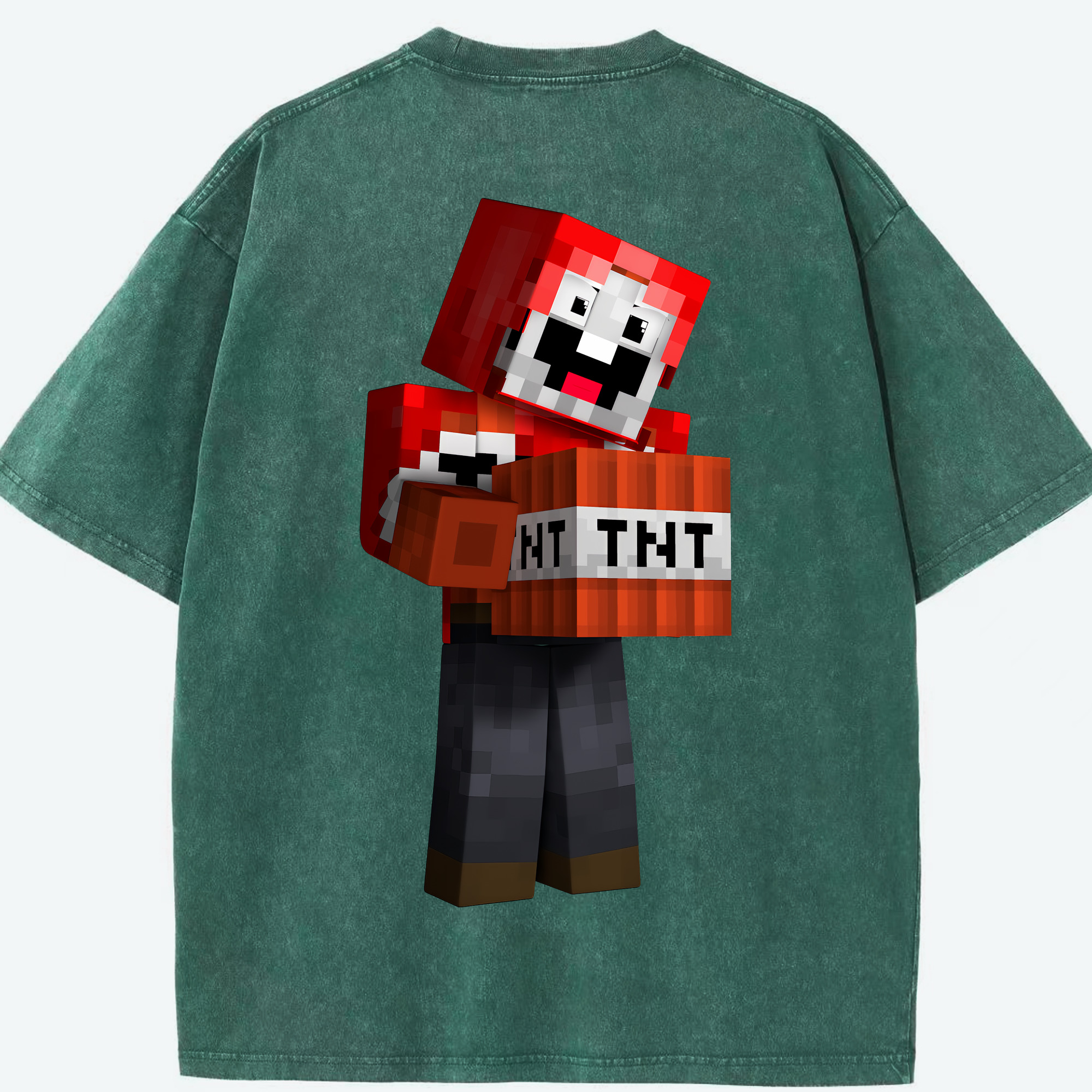 （画像用） マインクラフト ブロックの世界 Minecraft MC Block world 綿100% ヴィンテージ風 半袖Tシャツ（背面プリント）